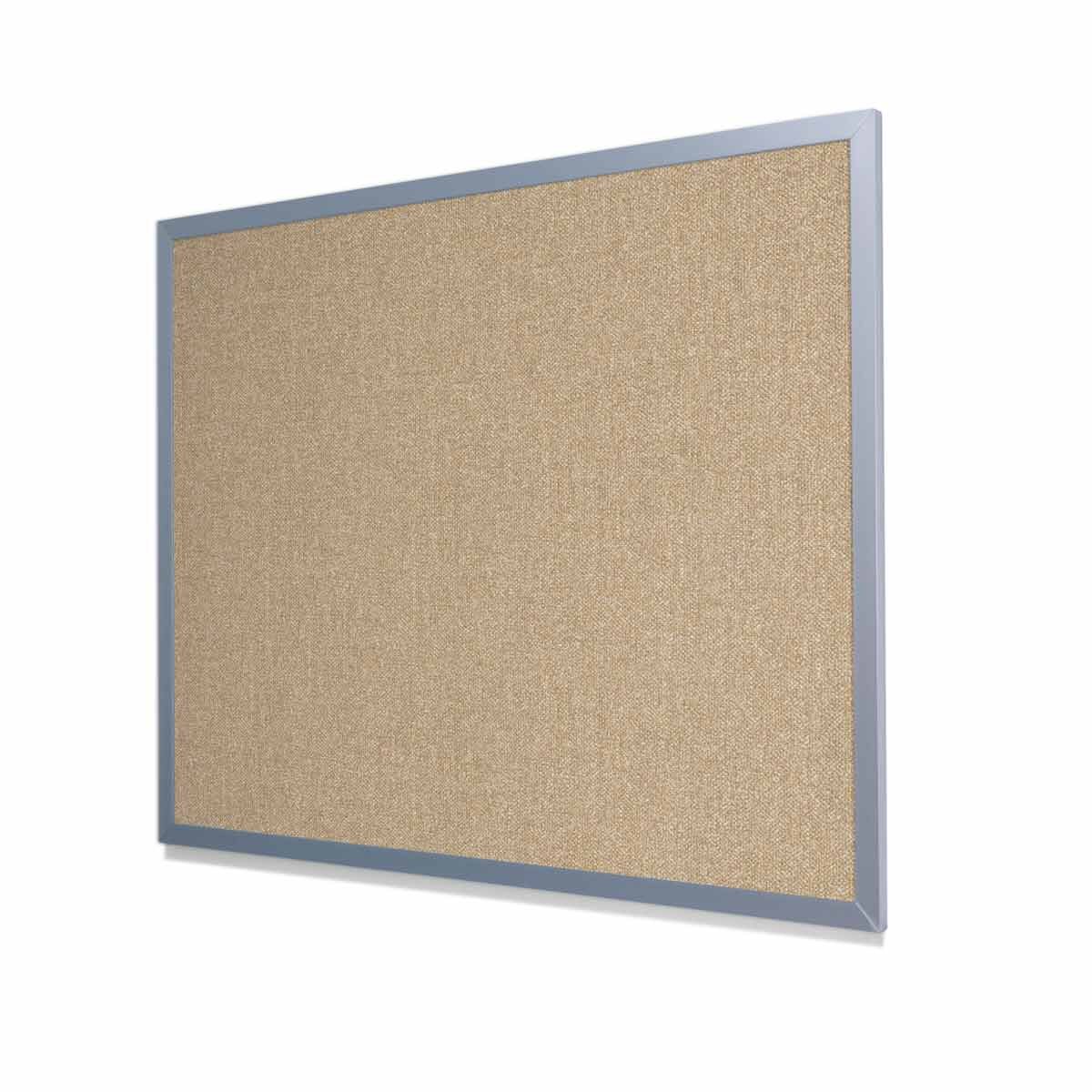 Type II Woven Vinyl Koroseal Linden II Coconut Cork Board with Light Aluminum Frame